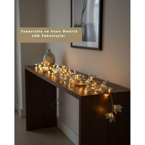 Yaprak Şekilli Gümüş Led Işık Pilli Dekoratif Aydınlatma