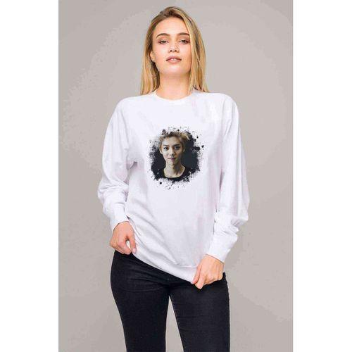 K Pop Han Wolf EXO XOXO Baskılı Beyaz Kadın Sweatshirt