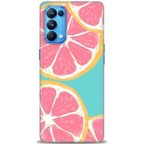 Oppo Reno 5 Pro Kılıf HD Baskılı Kılıf - Pembe Limon + Tam Ekran Koruyucu