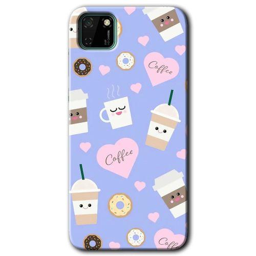 Potkal Hediye Fabrikası Huawei Y5P Kılıf HD Desen Baskılı Arka Kapak - Coffee Cake