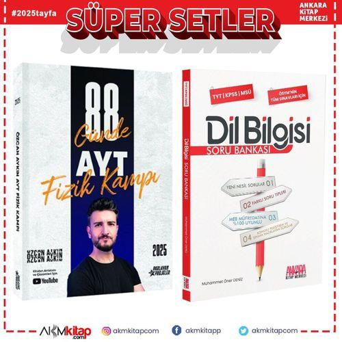 Özcan Aykın 2025 AYT 88 Günde Fizik Kampı ve AKM Dil Bilgisi Soru Bankası Seti 2 Kitap
