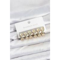 316L Çelik Gold Renk Zirkon Taşlı Halka Küpe Seti - TJ-BKP11526