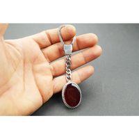 Akik Taşlı Gümüş Çerçeve  Anahtarlık