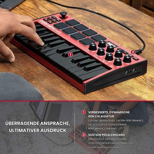 AKAI Pro fessional MPK Mini MK3 Red - 25 Keys USB MIDI Keyboard C