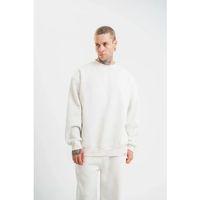 Unisex Uzun Kol Bisiklet Yaka Yıkamalı SweatShirt - Beyaz