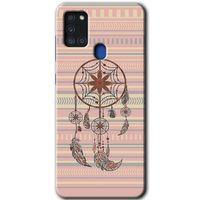 Samsung Galaxy A21s Kılıf Baskılı Kapak - Mandala Retro +Tam Ekran Koruyucu