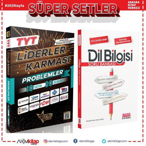 Liderler Karması TYT Problemler 10 Yayın 30 Deneme ve AKM Dil Bilgisi Soru Bankası Seti 2 Kitap