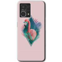 Oppo Reno 7 4G Kılıf HD Desen Baskılı Arka Kapak+Temperli Cam - Flamingo