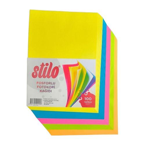 STİLO A4 RENKLİ FOTOKOPİ KAĞIDI 100 'lü 80 gram KARIŞIK RENKLER