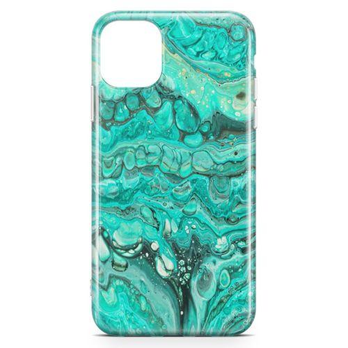 Apple iPhone 11 Pro Kılıf Su Yeşili Mermer Arka Kapak Koruma Desenli Full Koruyucu