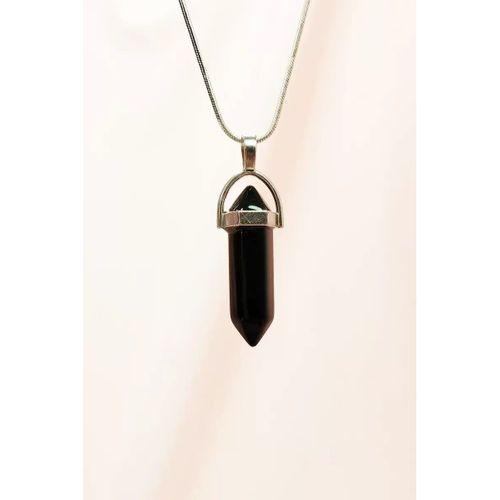 Onix Doğal Taşı Zincirli El Yapımı Tasarımlı Kolye Uç: 3,5 cm Zincir: 20 cm Kutulu