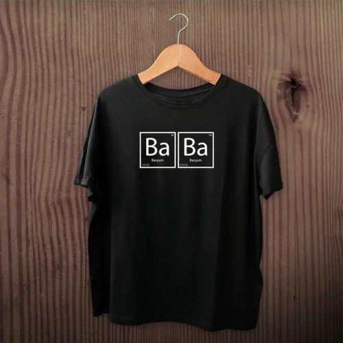 Babalar Günü Hediye Baba Temalı Baskılı Oversize Bisiklet Yaka T-shirt - Siyah