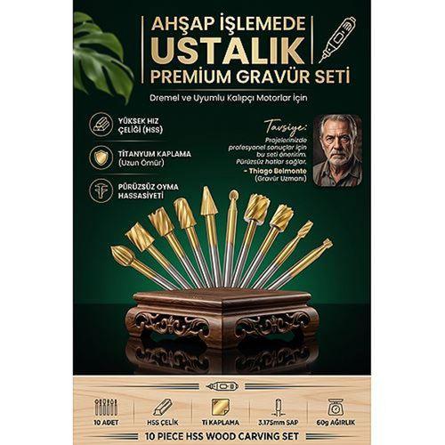 10 Parça Titanyum Kaplı HSS Ahşap Oyma Freze Ucu Seti Dremel Uyumlu Gravür Matkap Uçları 723528