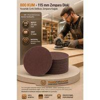 12 ADET 800 KUM Yuvarlak Cırtlı Zımpara Diski 115 mm Deliksiz Zımpara Kağıdı 723223