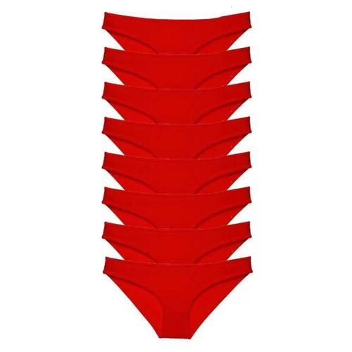 8 Adet Süper Eko Set Likralı Kadın Slip Külot Kırmızı