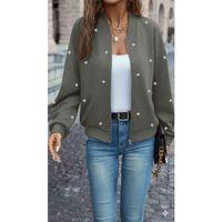 Kadın Uzun Kollu önden Fermuarlı Incili Kısa Modal Ceket