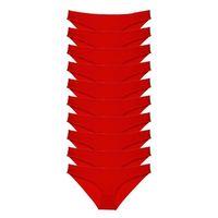 10 Adet Süper Eko Set Likralı Kadın Slip Külot Kırmızı