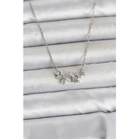 316L Çelik Zincir Gümüş Renk Çiçek ve Kelebek Model Kadın Kolye