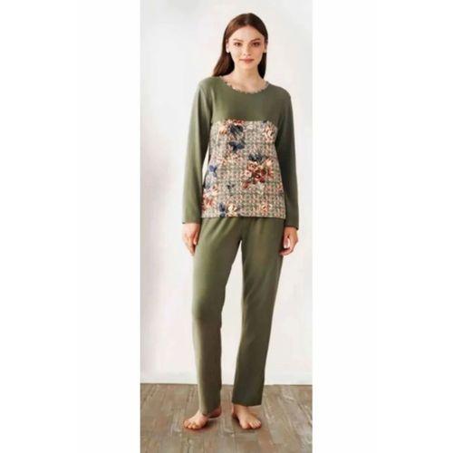 1066 Çiçek Desenli Uzun Kol Pijama Takımı