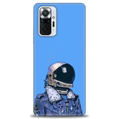 Xiaomi Redmi Note 10 Pro Kılıf HD Baskılı Kılıf - Mavi Astronot + Tam Ekran Koruyucu