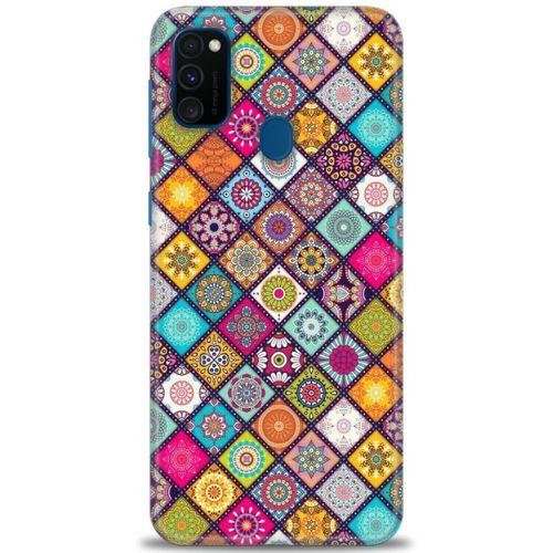 Samsung Galaxy M21 Kılıf HD Baskılı Kılıf - Renkli Mozaik + Tam Ekran Koruyucu
