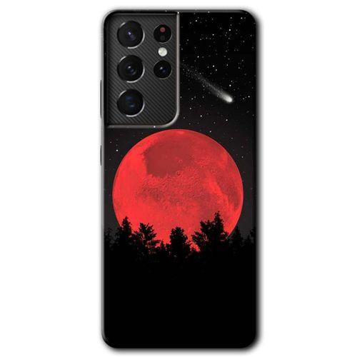 Potkal Hediye Fabrikası Samsung Galaxy S21 Ultra HD Baskılı Kılıf + 9D Tam Ekran Koruyucu - Kanlı Ay