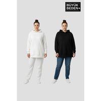 Kadın Büyük Beden 2  li Set Kapşonlu Tunik ince Sweatshırt  SPR26BTK991+2
