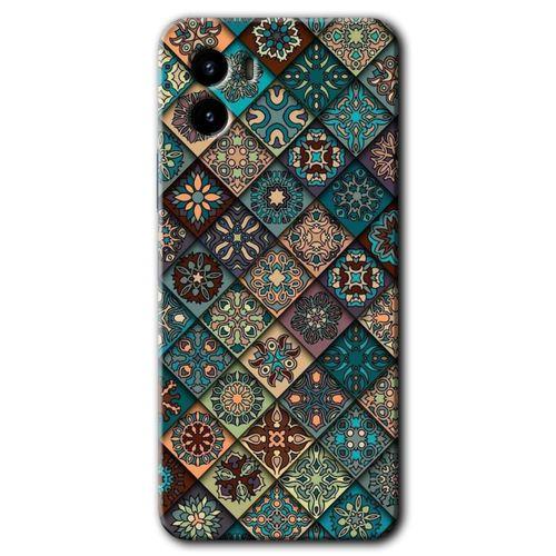 MRCİLETİSİM Vivo Y15s Kılıf HD Desen Baskılı Arka Kapak + Temperli Cam - Mandala Desen