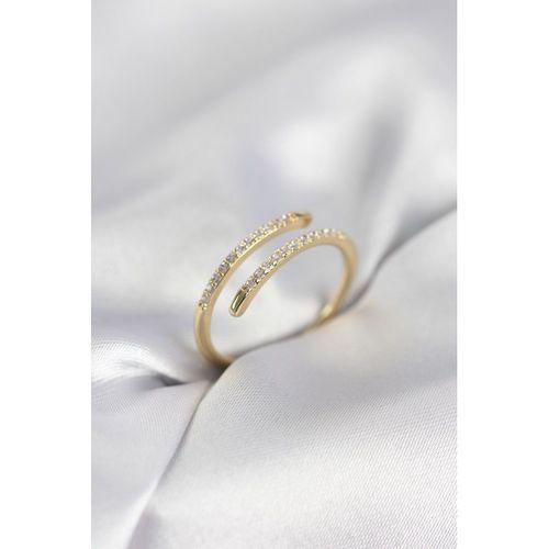 Gold Renk Yılan Kuyruk Model Zirkon Taşlı Kadın Yüzük