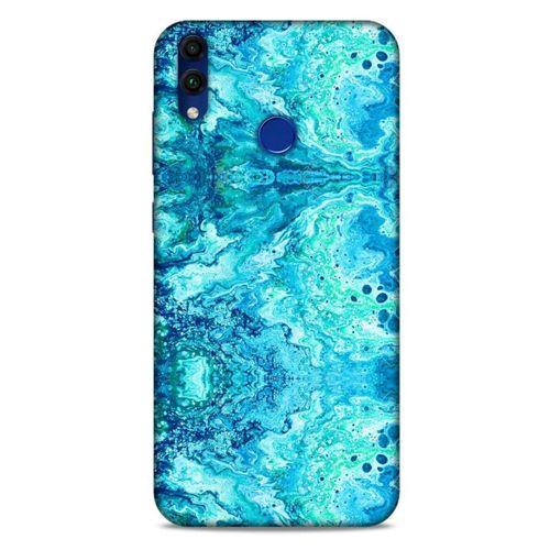 Mermer Desenli (36) Tema Glitter Kılıf Deniz Mavisi Huawei Honor 8C Kılıf