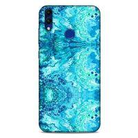 Mermer Desenli (36) Tema Glitter Kılıf Deniz Mavisi Huawei Honor 8C Kılıf