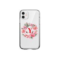 Kırmızı Çiçekli Y Harfli Şeffaf iPhone 11 Telefon Kılıfı