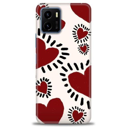 Vivo Y21 Kılıf HD Baskılı Kılıf - Çizgili Kalp + Tam Ekran Koruyucu