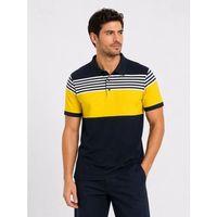 Erkek Pike Kumaş Çizgili Polo Yaka Tişört Kısa Kol Yazlık T-Shirt - Lacivert