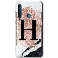 Potkal Hediye Fabrikası Samsung Galaxy A9 2018 Kılıf HD Desen Baskılı Arka Kapak - Pembe Mermer Desenli H Harfi