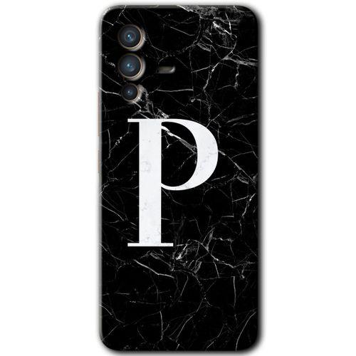 Vivo V23 5G HD Baskılı Kılıf + 9D Tam Ekran Koruyucu - Siyah Mermer Desenli P Harfi
