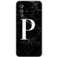Vivo V23 5G HD Baskılı Kılıf + 9D Tam Ekran Koruyucu - Siyah Mermer Desenli P Harfi