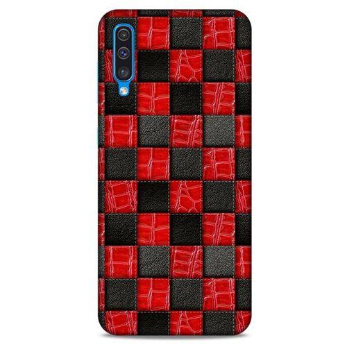 Samsung Galaxy A50 Kılıf Patchwork (47) Crystal Flex Kılıf Siyah Kırmızı