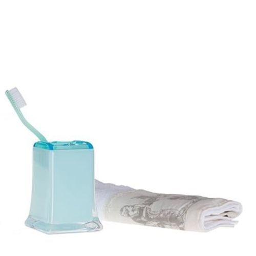 2 Adet Diş Fırçalık Buz Mavisi Akrilik 6X6X11Cm Banyo Seti