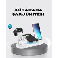 4’lü Kablosuz Şarj Standı İphone Watch Ve Airpods Çoklu Şarjlı