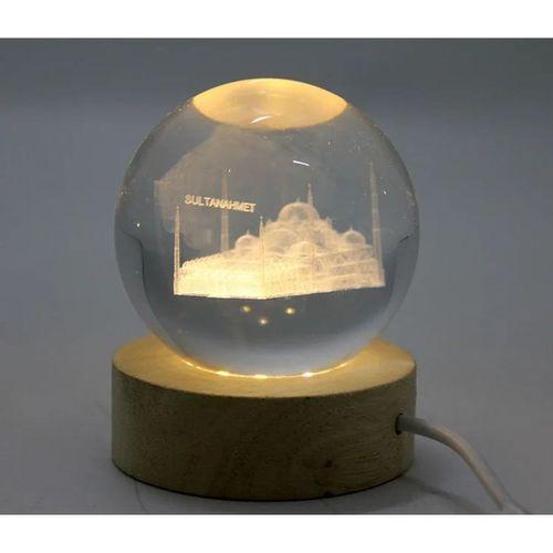 3d İstanbul Temalı Kristal Cam Küre Led Lamba Model 1