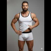 Erkek Beyaz Tank Top Boxer Takım