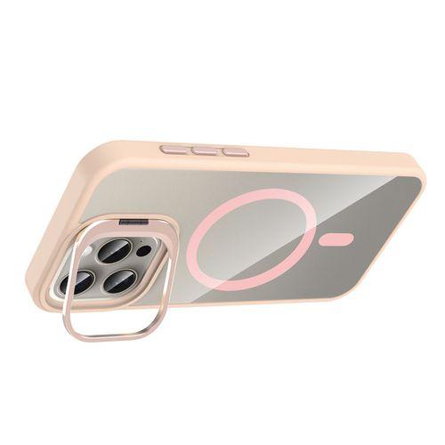 Apple iPhone 15 Pro Kılıf Standlı ve Kamera Lens Hediyeli M-Safe Şarj Özellikli Zore Etro Kapak