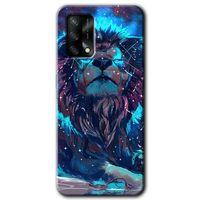 Oppo A74 Kılıf Kapak - Neon Aslan +Hayalet Ekran Yandan Gözükmez