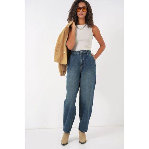 6688 Yüksek Bel Baggy Kot Pantolon - İndigo