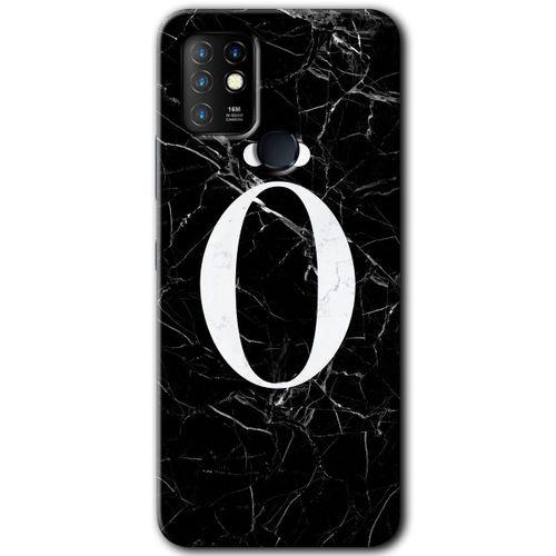 İnfinix Hot 10 Kılıf HD Desen Baskılı Arka Kapak - Siyah Mermer Desenli Ö Harfi