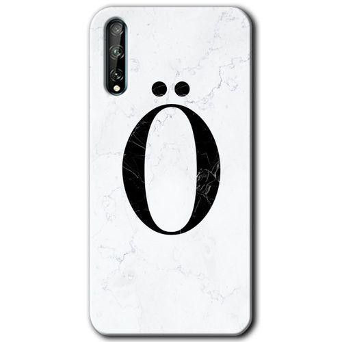 Potkal Hediye Fabrikası Huawei Y8P Kılıf HD Desen Baskılı Arka Kapak - Beyaz Mermer Desenli Ö Harfi