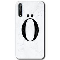 Potkal Hediye Fabrikası Huawei Y8P Kılıf HD Desen Baskılı Arka Kapak - Beyaz Mermer Desenli Ö Harfi