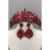 Pera Gelin Kına Tacı Ve Mekik Taşlı Küpe