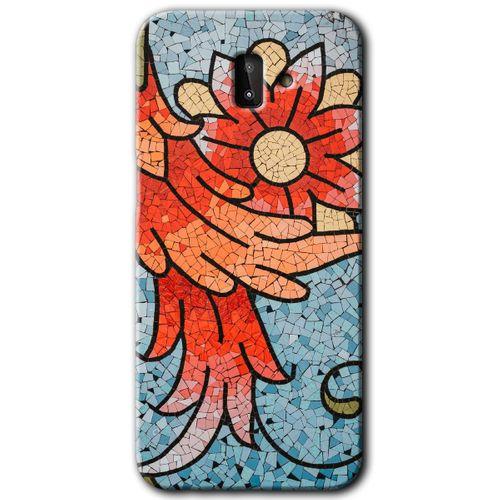 Galaxy J8 Kılıf HD Desen Baskılı Arka Kapak - Mozaik Çiçek